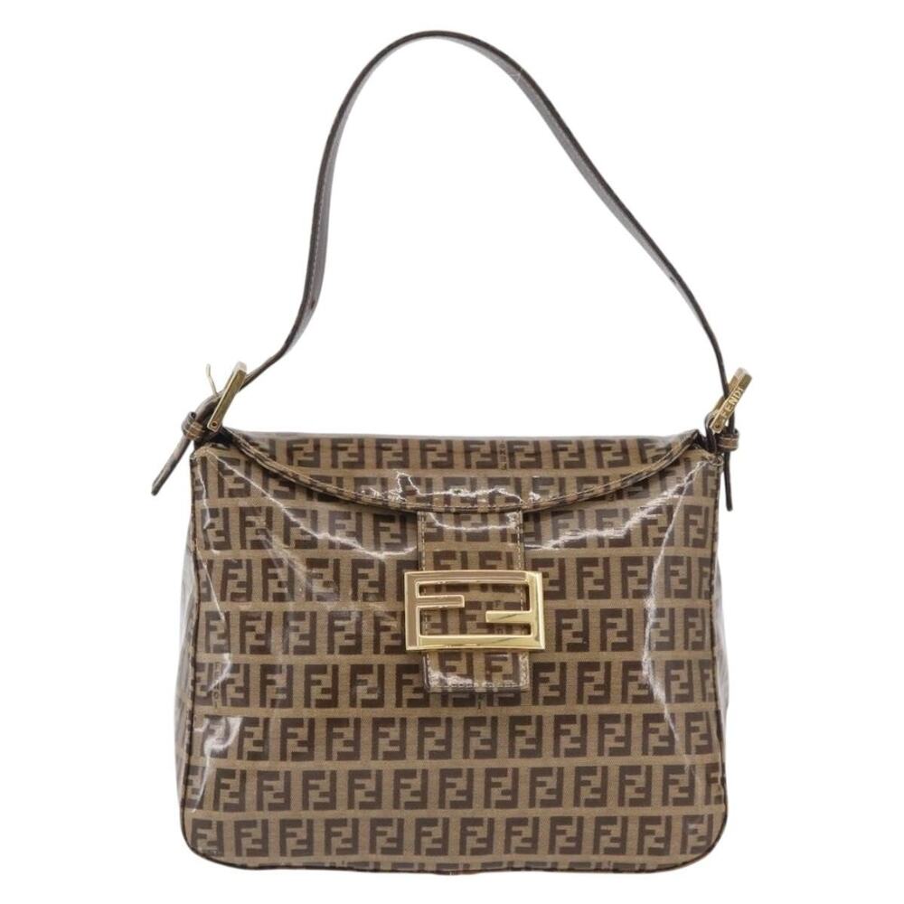 Fendi Zucchino Mamma Baguette Shoulder Bag Beige